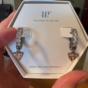 BP Silver and Gold Hoop Earrings with Crystal Accents